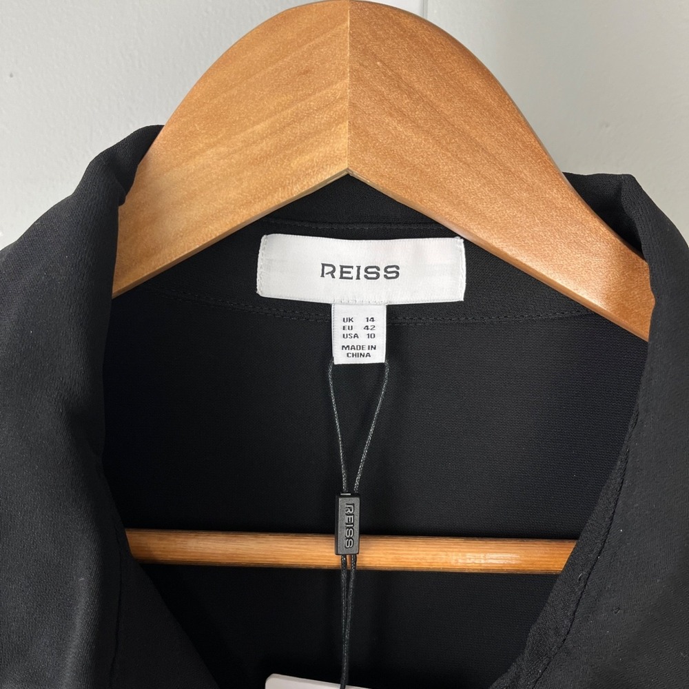 Reiss Rosina Black Jersey Maxi Polo Dress Womens 10 Long Sleeve New NWT - Picture 8 of 8